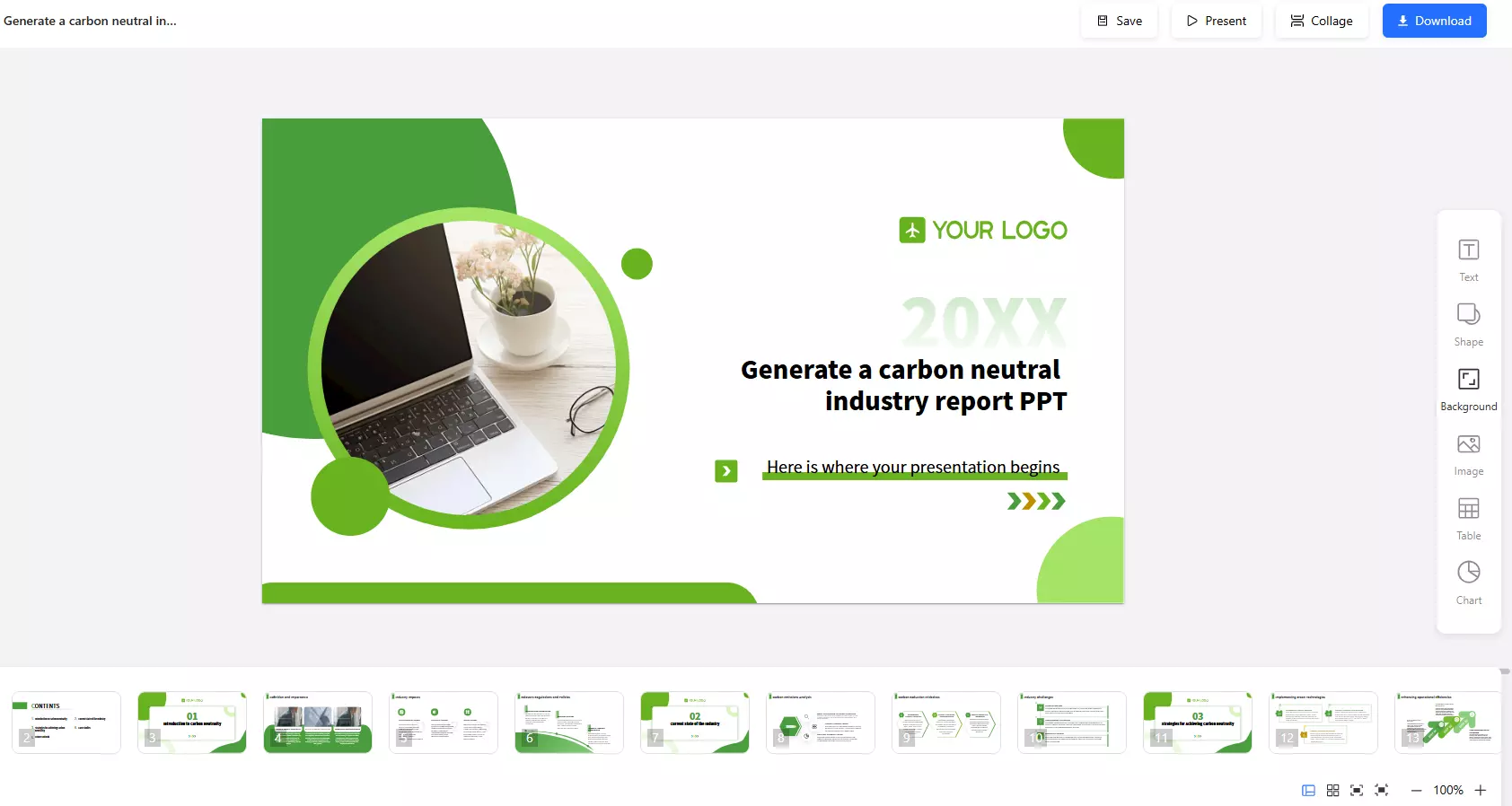 Generate a beautiful AI presentation